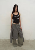 CHECKED BUTTON-UP SKIRT (GREY)